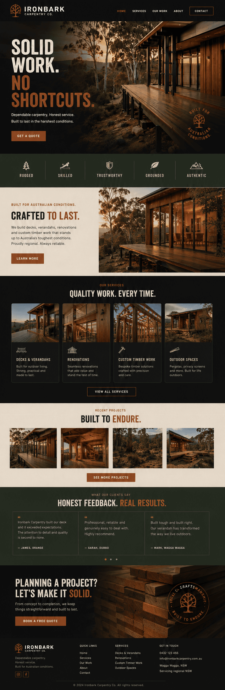 Carpentry & Construction example website